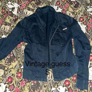 Vintage Guess Women's Navy Jacket